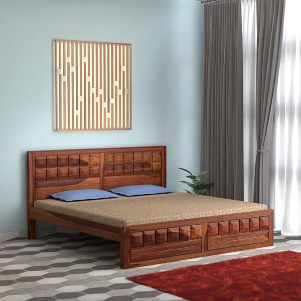King size Sheesham wood bed Solid wood designer bed Carved panel wooden bed Premium wooden bed frame King bed without storage Natural Sheesham wood furniture Walnut finish king bed Bedroom furniture onlineKing size Sheesham wood bed Solid wood designer bed Carved panel wooden bed Premium wooden bed frame King bed without storage Natural Sheesham wood furniture Walnut finish king bed Bedroom furniture online